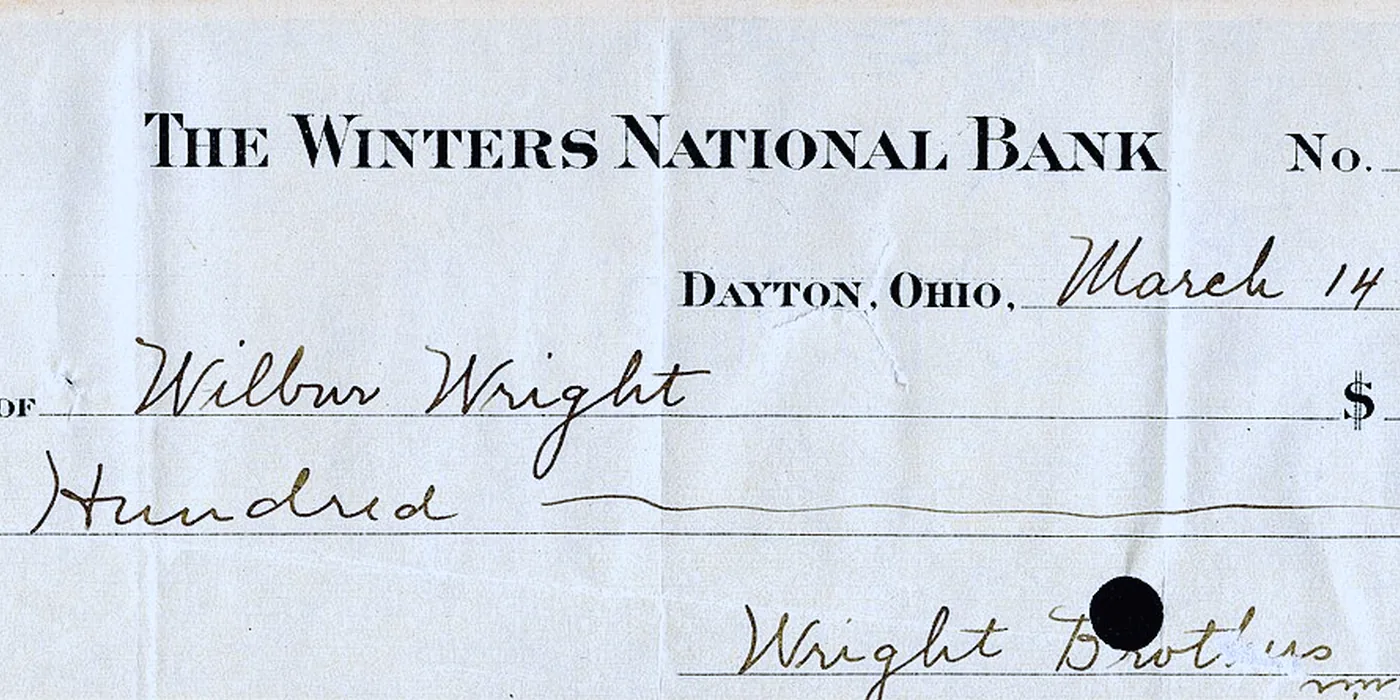 A bank check from the Winters National Bank