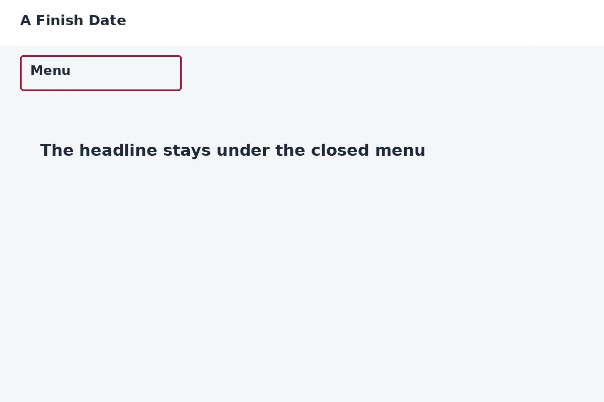 A phone menu row that stays closed, with the headline under it