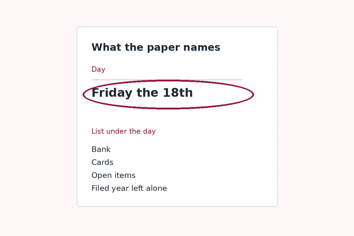 An engagement sheet whose first line is a day, with the list and the fee still blank