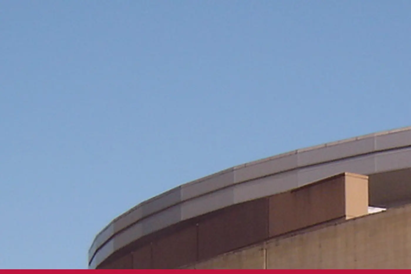 The curved roof of the downtown arena