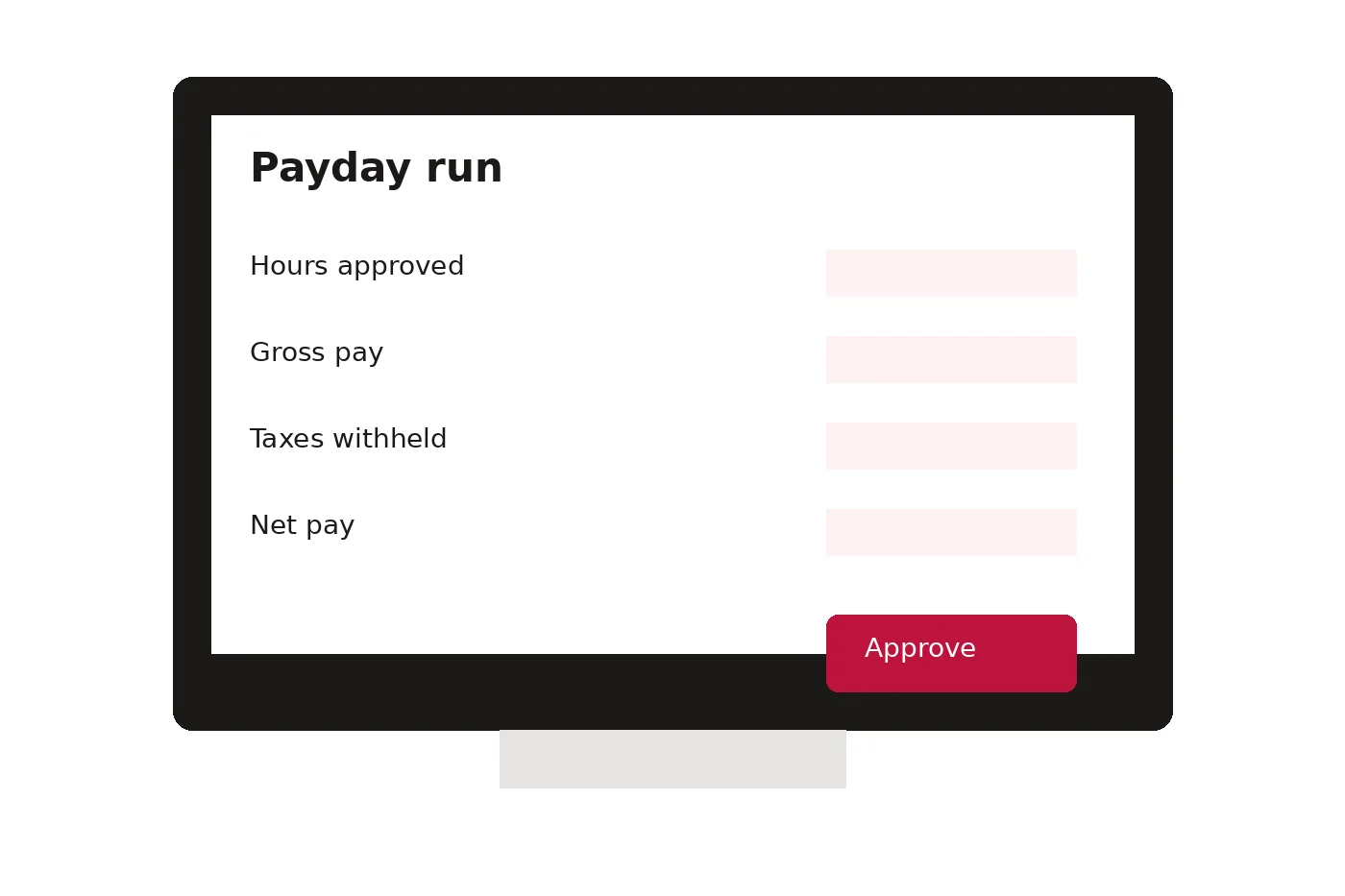 A payday run on a screen, with an Approve button
