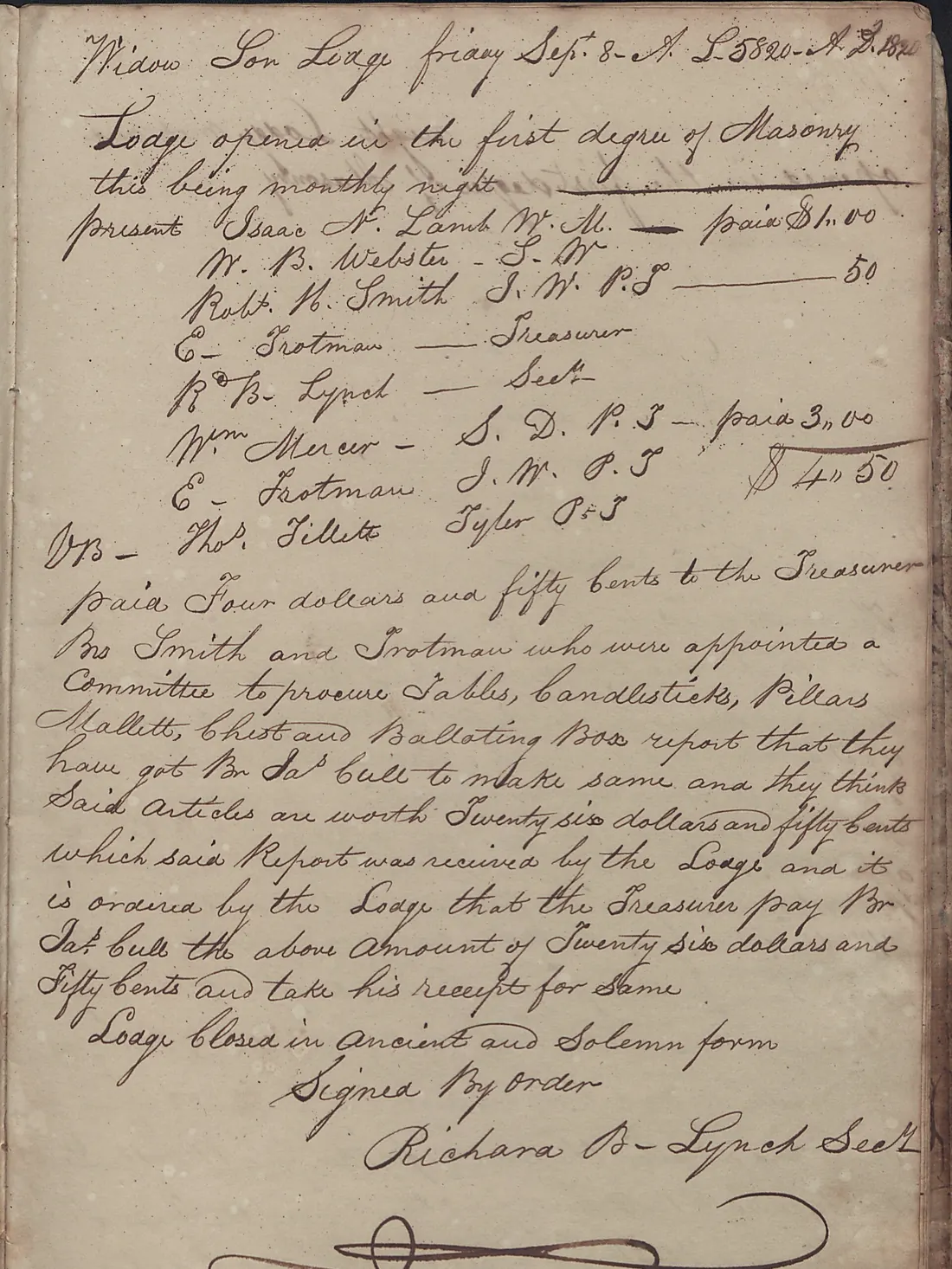 Dense handwritten minutes with a signature flourish