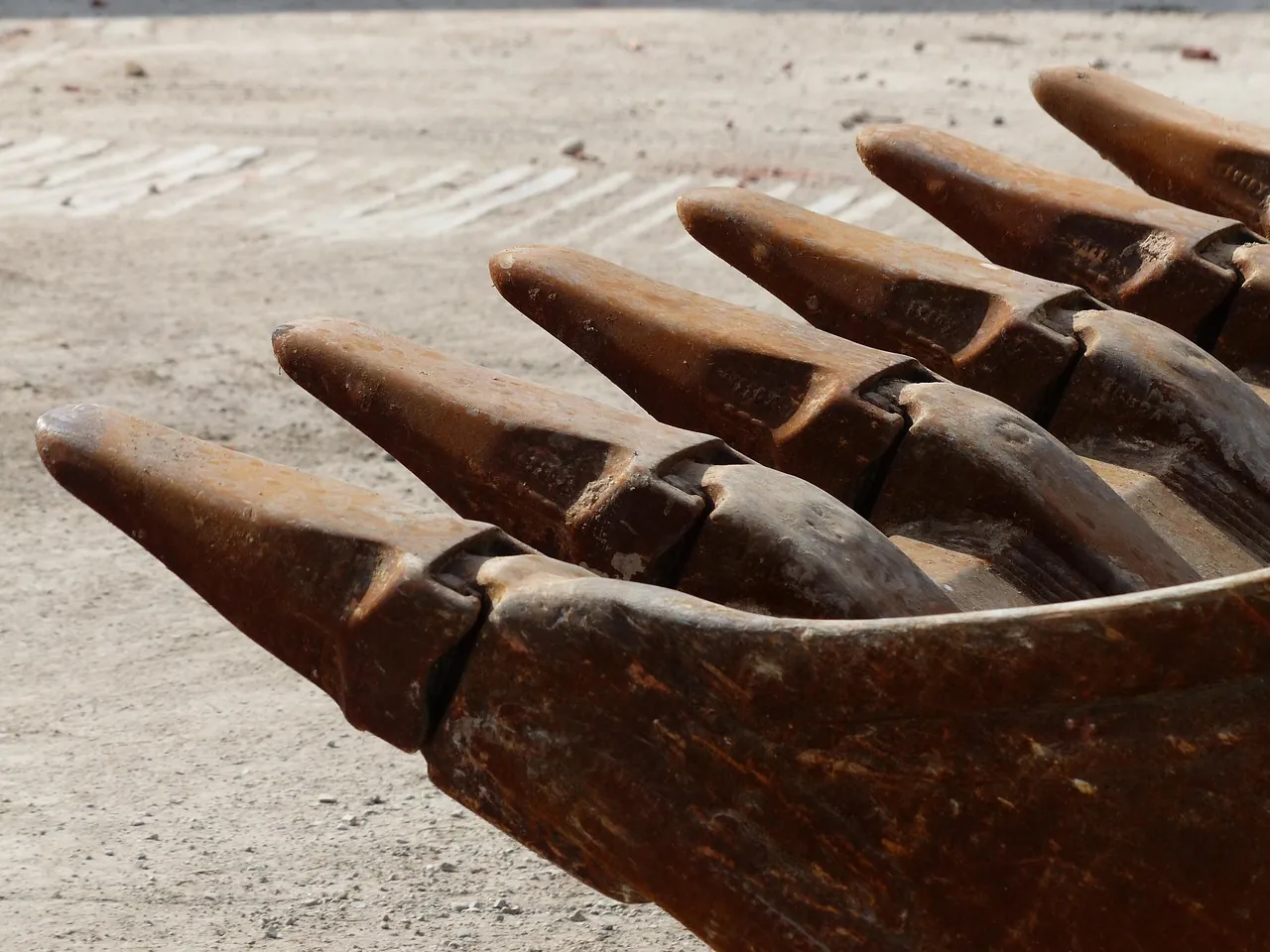 Teeth on an excavator bucket