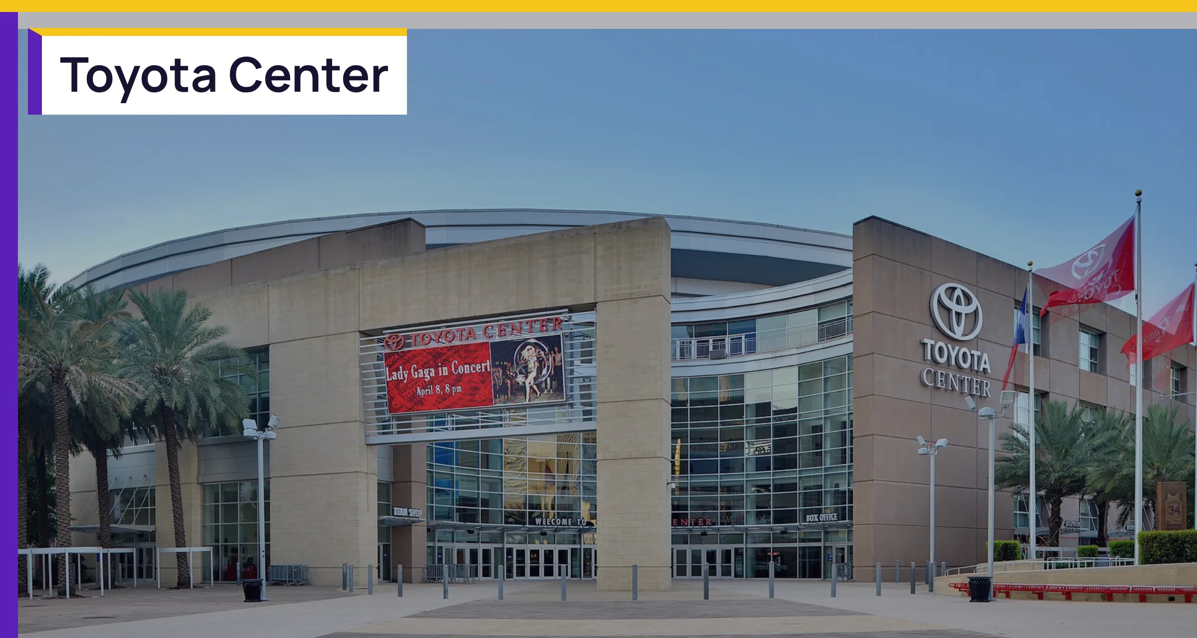 The Toyota Center entrance, with the words Toyota Center