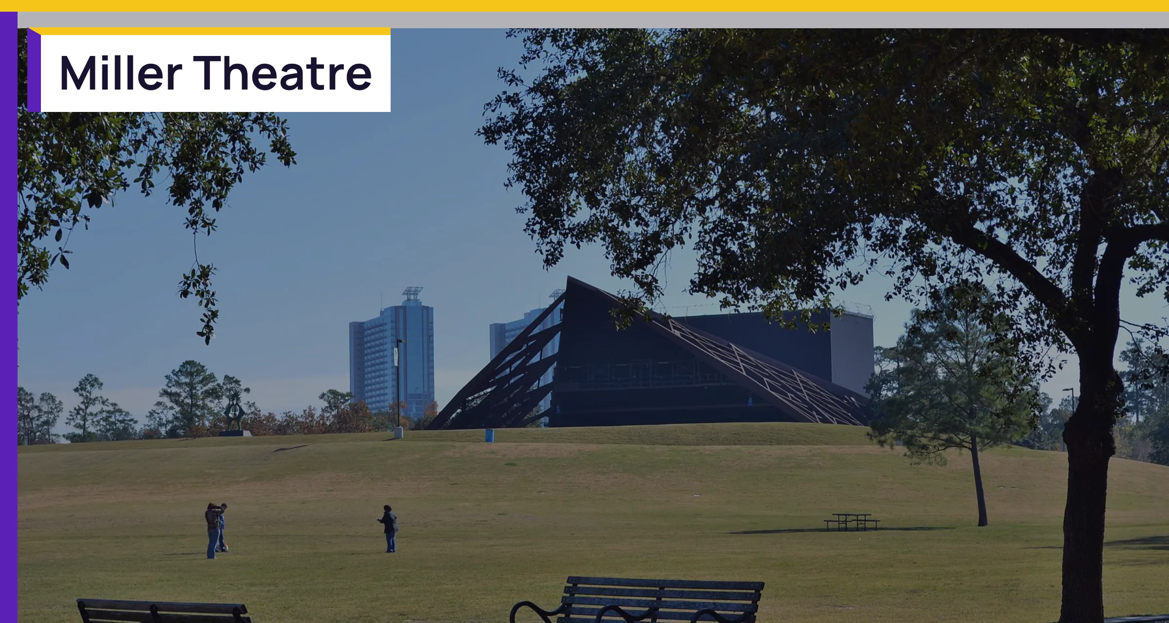 Miller Outdoor Theatre in Hermann Park, with the words Miller Theatre