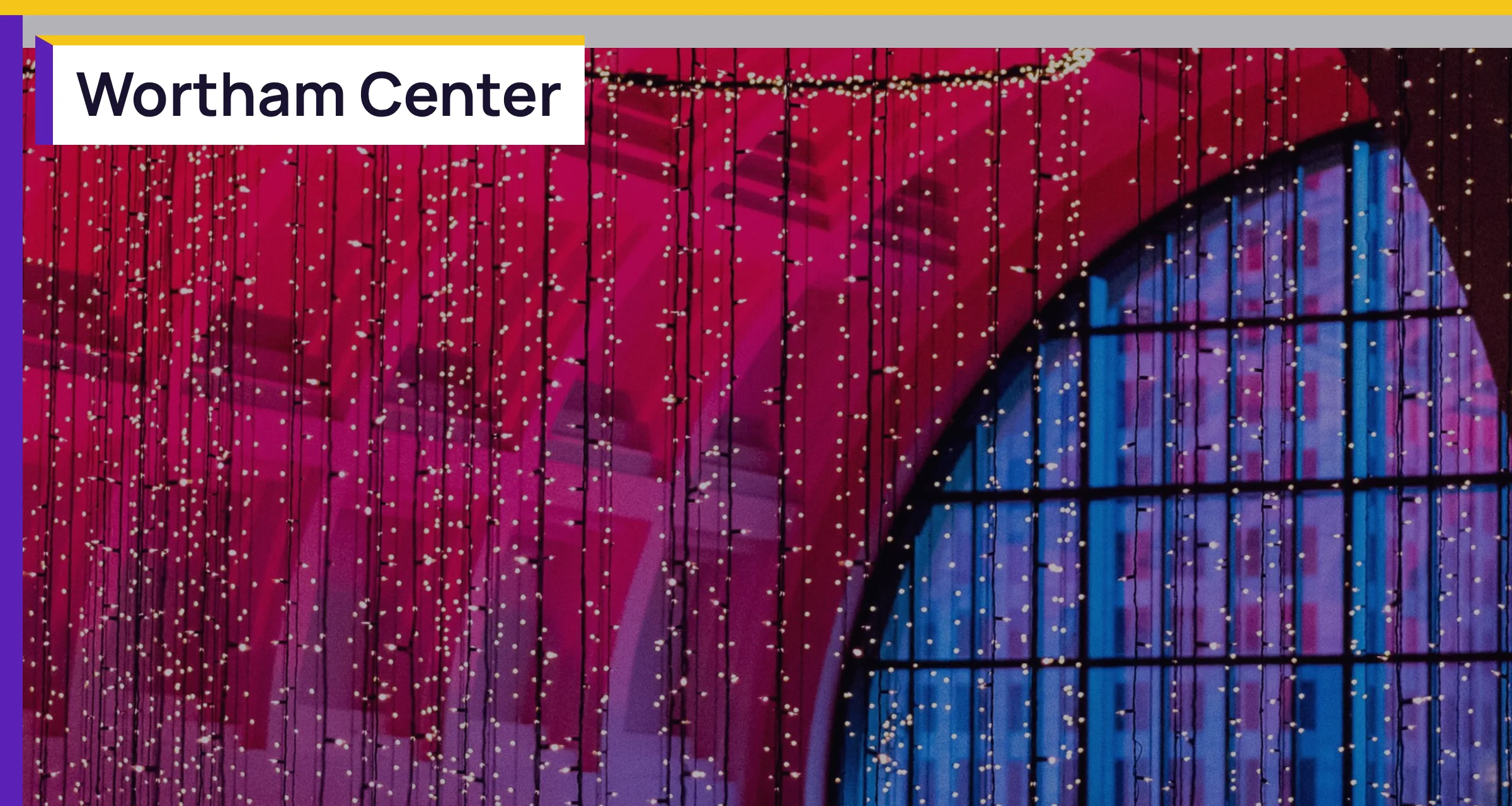 The Wortham Center grand foyer, with the words Wortham Center