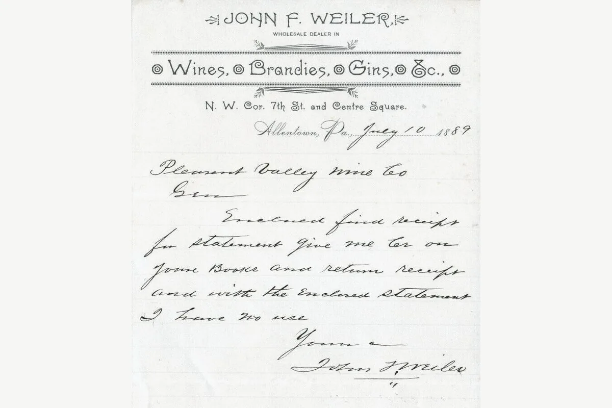 A handwritten note about a statement and the receipts enclosed with it.