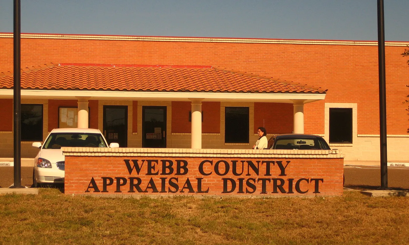 The sign in front of the Webb County Appraisal District office in Laredo