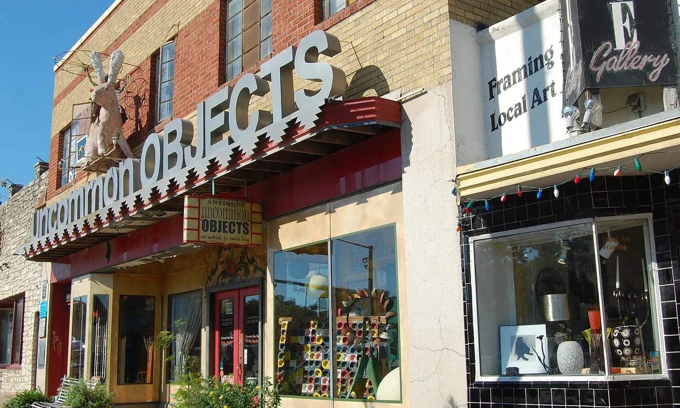 A shop front on South Congress Avenue in Austin on a sunny morning