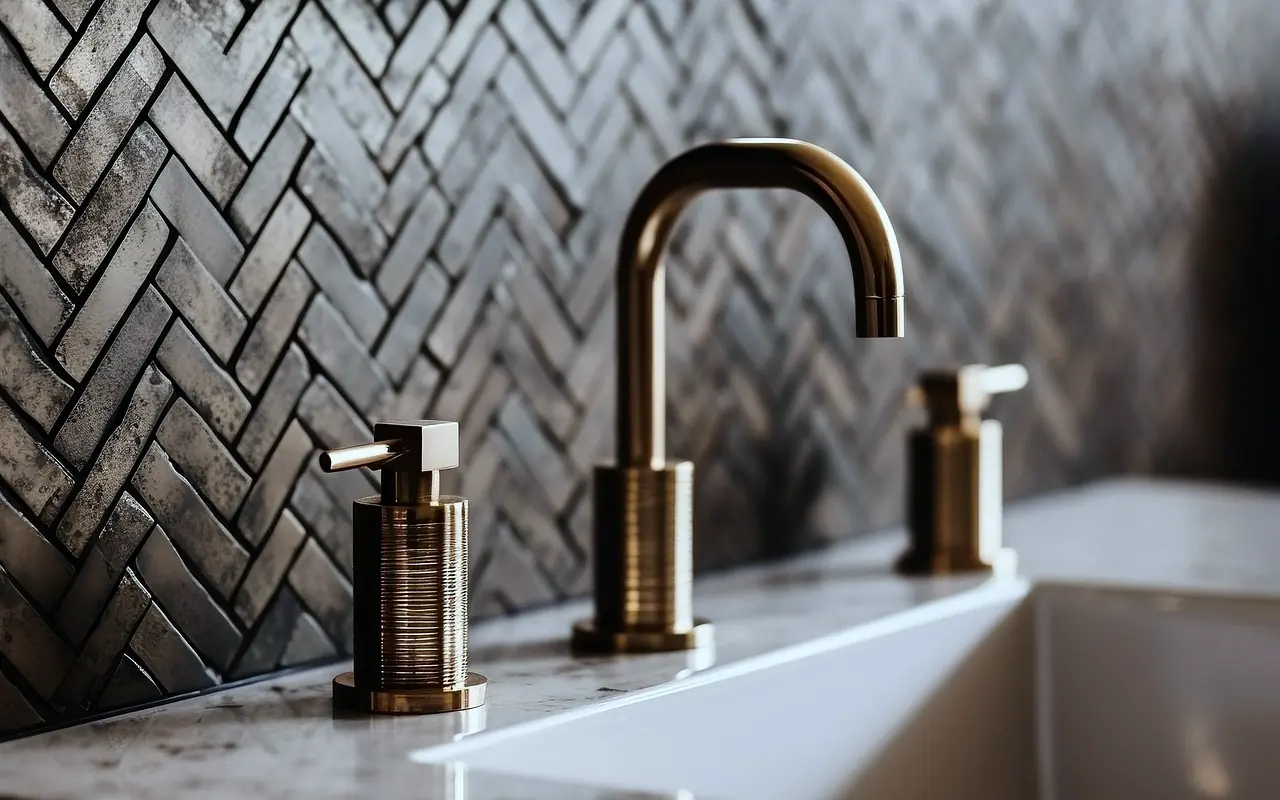 A close view of a chrome bathroom faucet