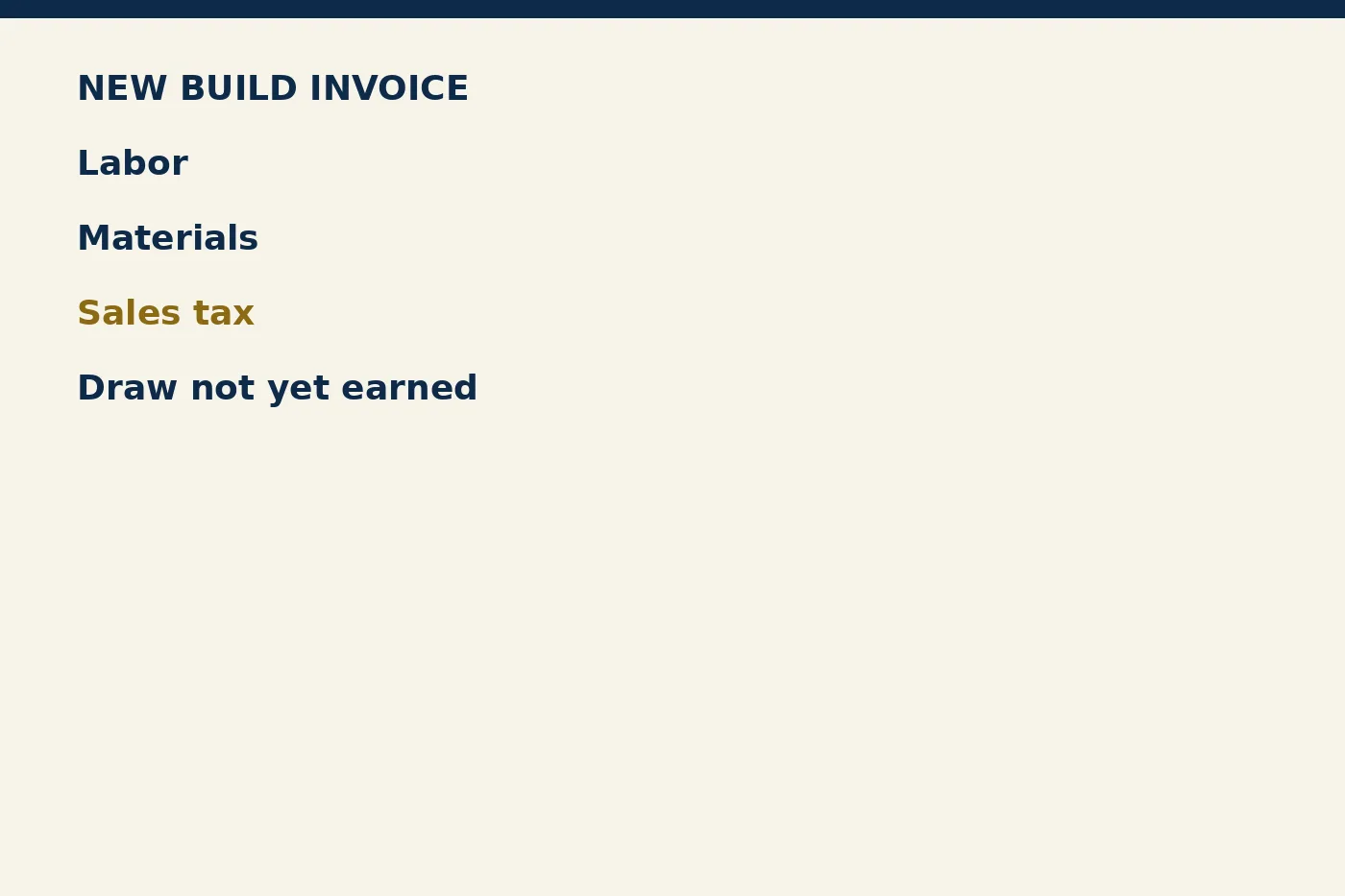 A sales tax line on a new-build invoice, marked in gold