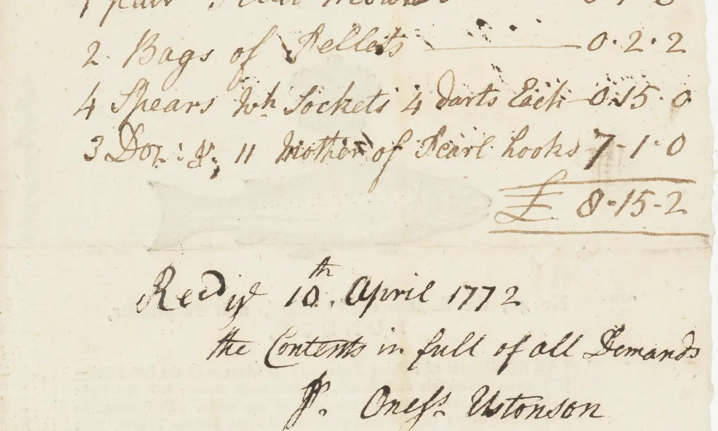 A handwritten receipt from 1772, the charges listed and marked paid