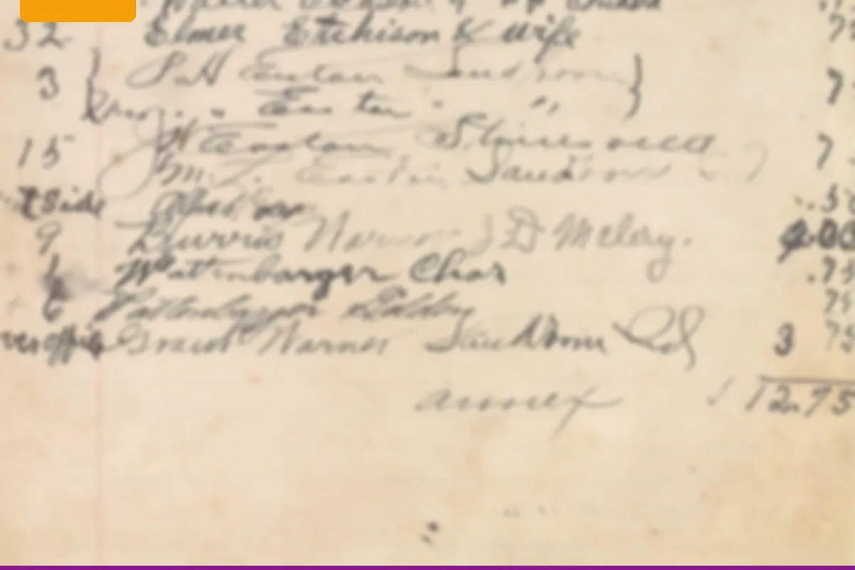 A short list of charges with several lines struck through and a total underneath