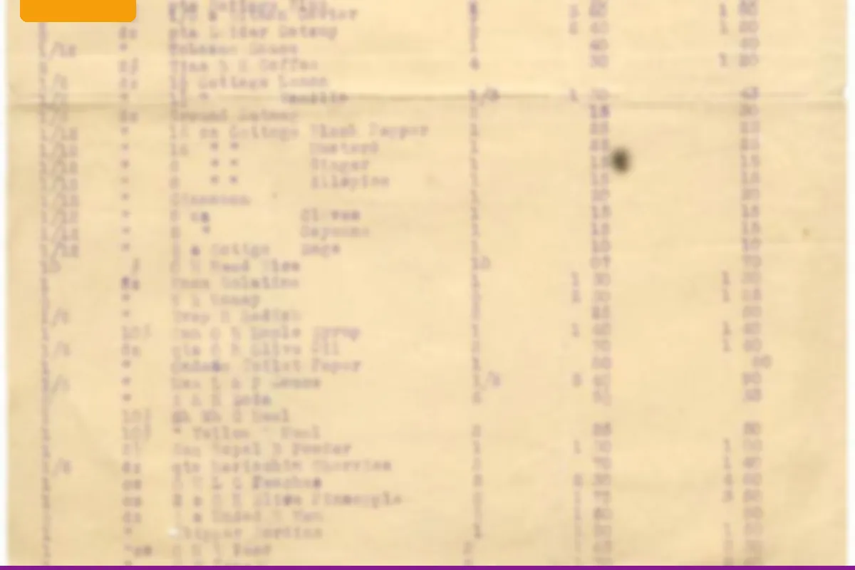 A wholesale invoice of goods sold, the line items filling the page and the letterhead softened
