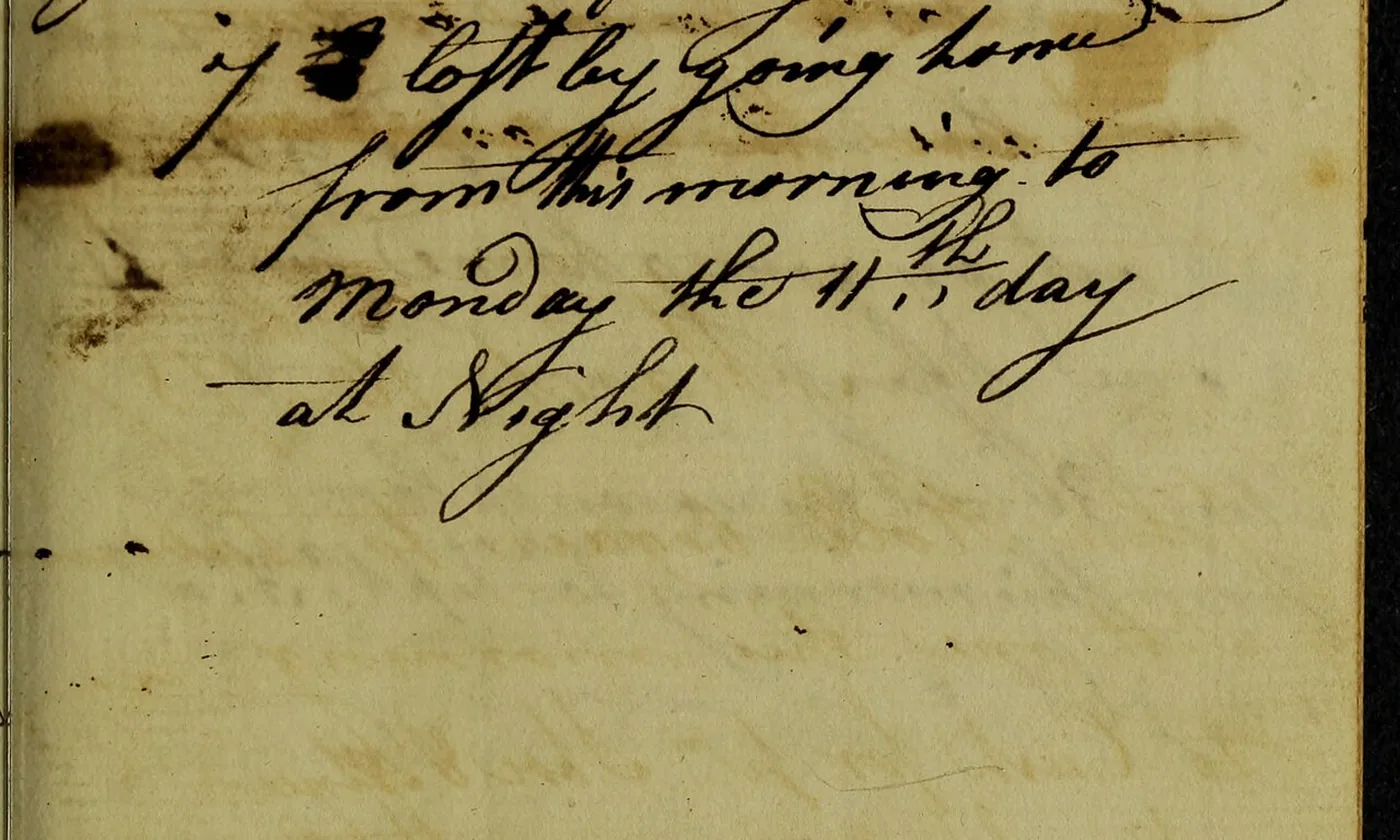 A handwritten account page that notes a half day and a night, with the lower lines faded.