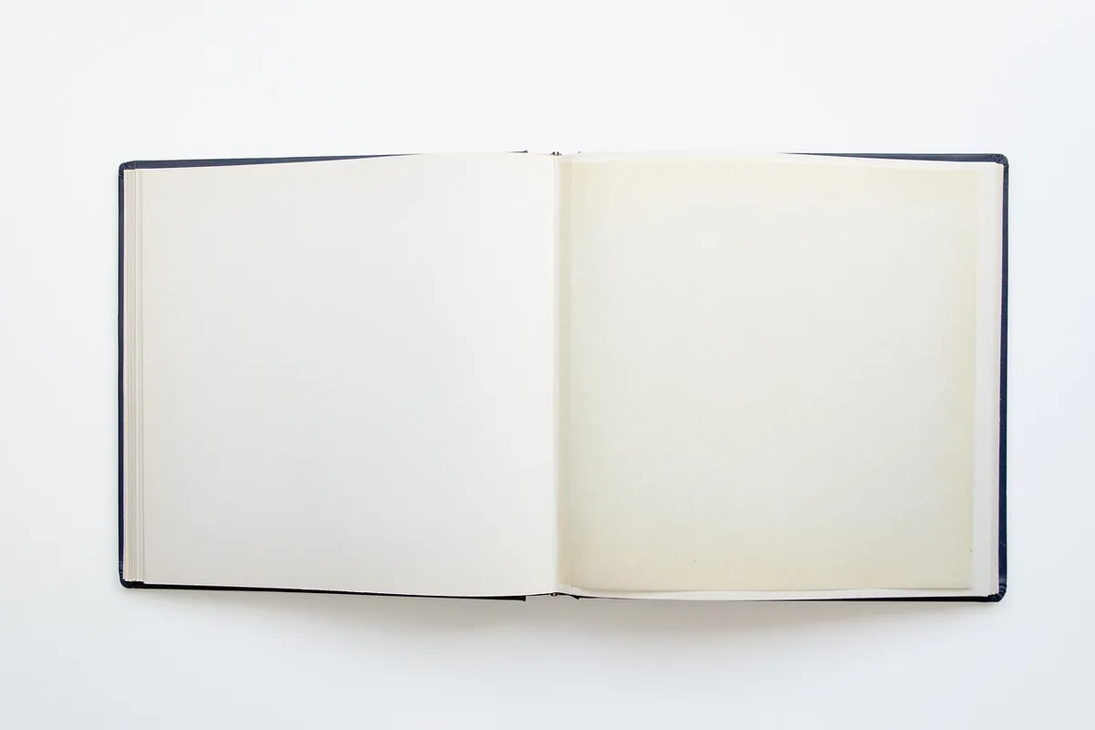 An open book with blank pages