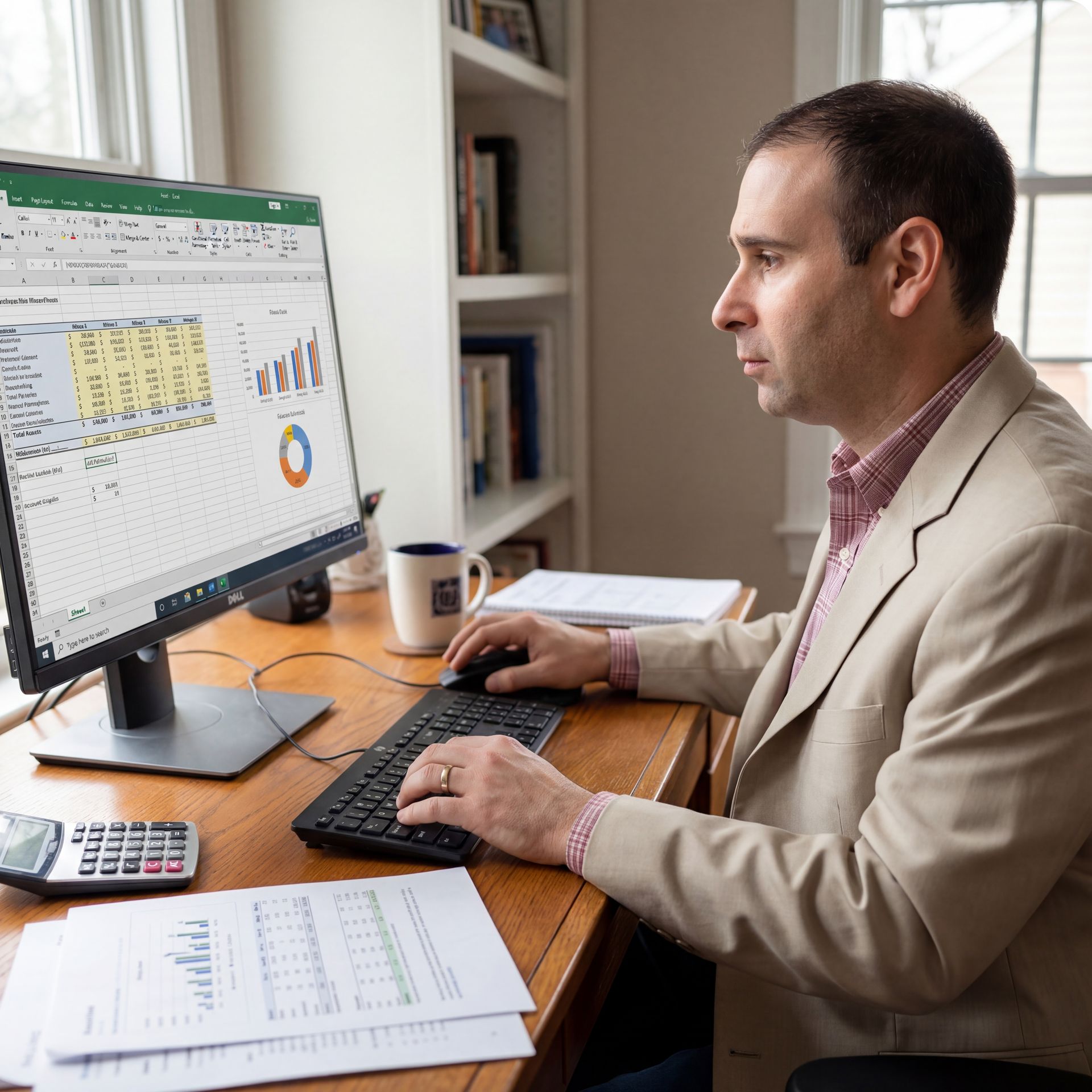 Steven Palmieri reviewing financial charts and spreadsheets